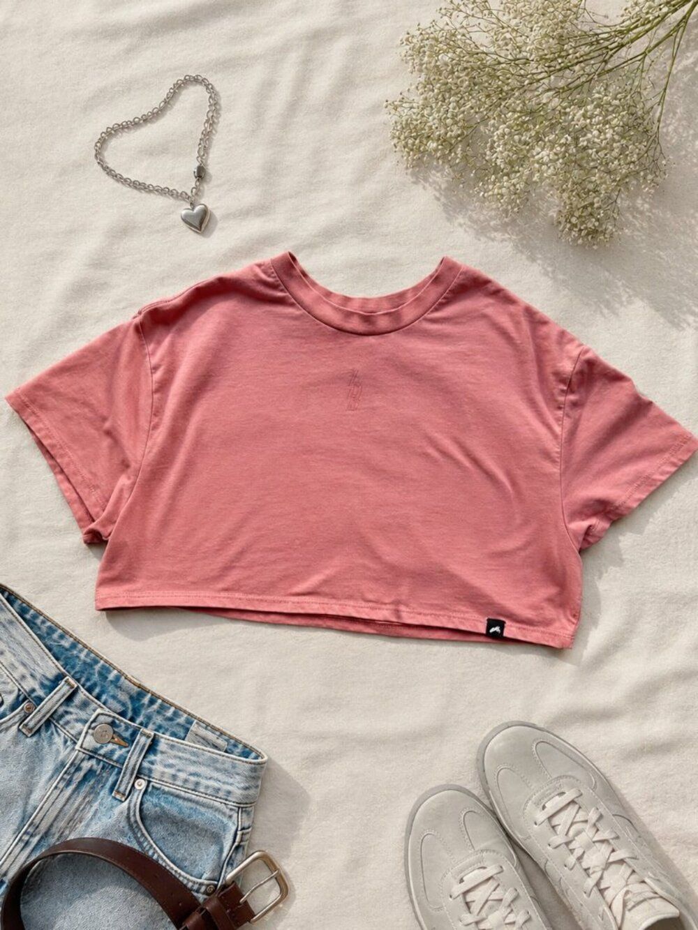 Alphalete Pink Cropped Boxy Tee Small Oversized Gym Athleisure Crop Top